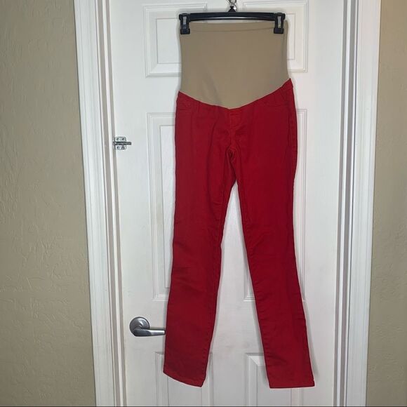 Motherhood Maternity Red Skinny Jeans Size Medium Full Belly Panel - Picture 4 of 8